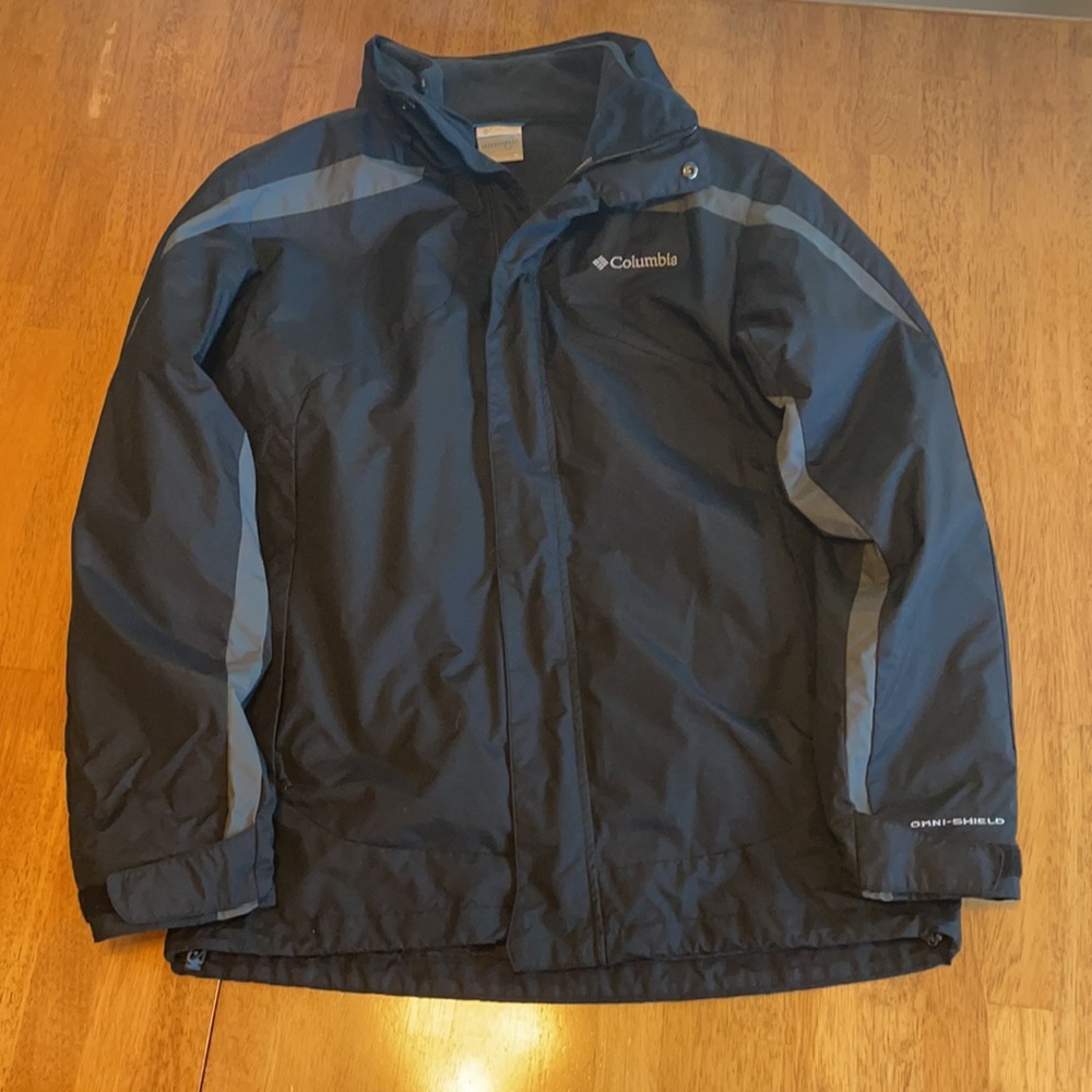 Men’s Medium Columbia Omni-Shield Black Interchange 2-in-1 Heavyweight Jacket
